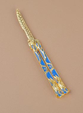 新款合金蝴蝶刀甩刀复古金属练习刀小礼品金龙刺客金属义乌小商品