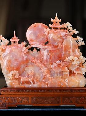 天然玉石靠山石山水新中式玄关客厅前台家居摆饰开业乔迁高端礼品