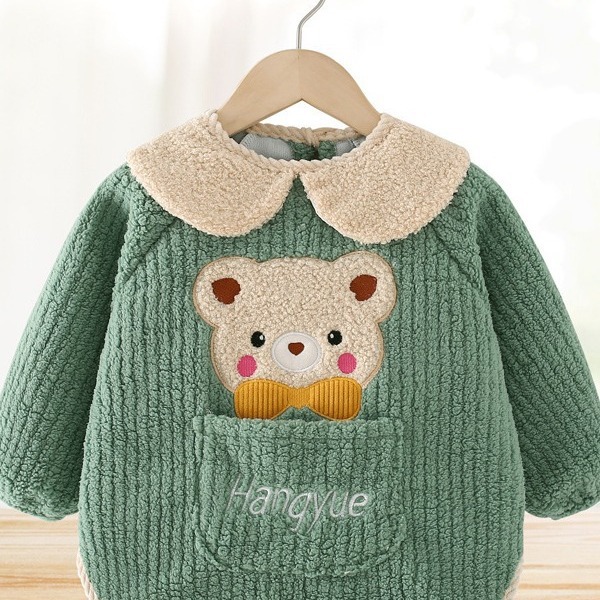 Baby coveralls 2023 new autumn and winter thickened children's eating bibs waterproof and anti-dirty aprons for outdoor wear and protection