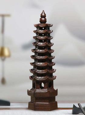 乌木雕刻十三文昌塔装饰品木制9层家庭书房卧室办公书桌7层红木宝