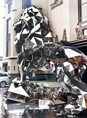 不锈钢雕塑定制金属大型动物马摆件金色凤凰镜面鹿户外园林景观