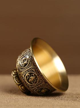 黄铜供水杯供佛杯三连杯圣水观音净水杯家用佛前财神供杯菩萨贡杯