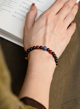 【吸引福运】石榴石蜜蜡蓝晶南红多宝手串范李李新年焕发活力手链