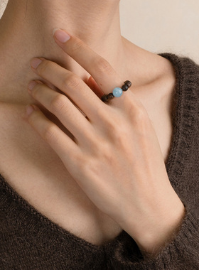 【守护指环】奇楠沉香戒指范李李红胶花海蓝宝南红招财热情礼物