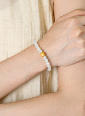 白玉经文和田玉手串情侣七夕礼物