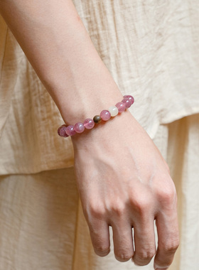 和田玉紫马粉晶手串情侣七夕礼物