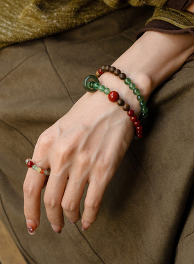 【多彩福缘】绿草莓晶金发晶南红戒指范李李财富热情三福指环圣诞