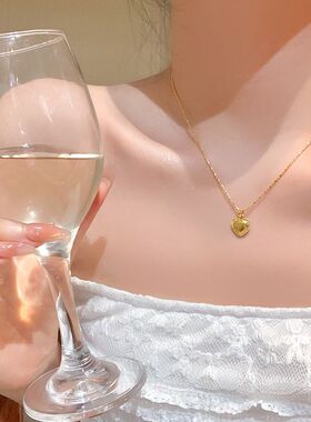 简约金色爱心吊坠项链女轻奢小众