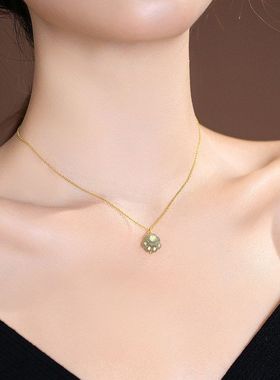 S925银项链女巴度和田玉无事牌