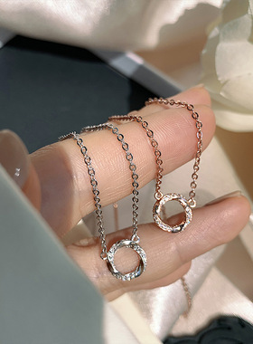 极速韩版圆环微钻锁骨链女镀银气质时尚日韩复古简约小众百搭项链