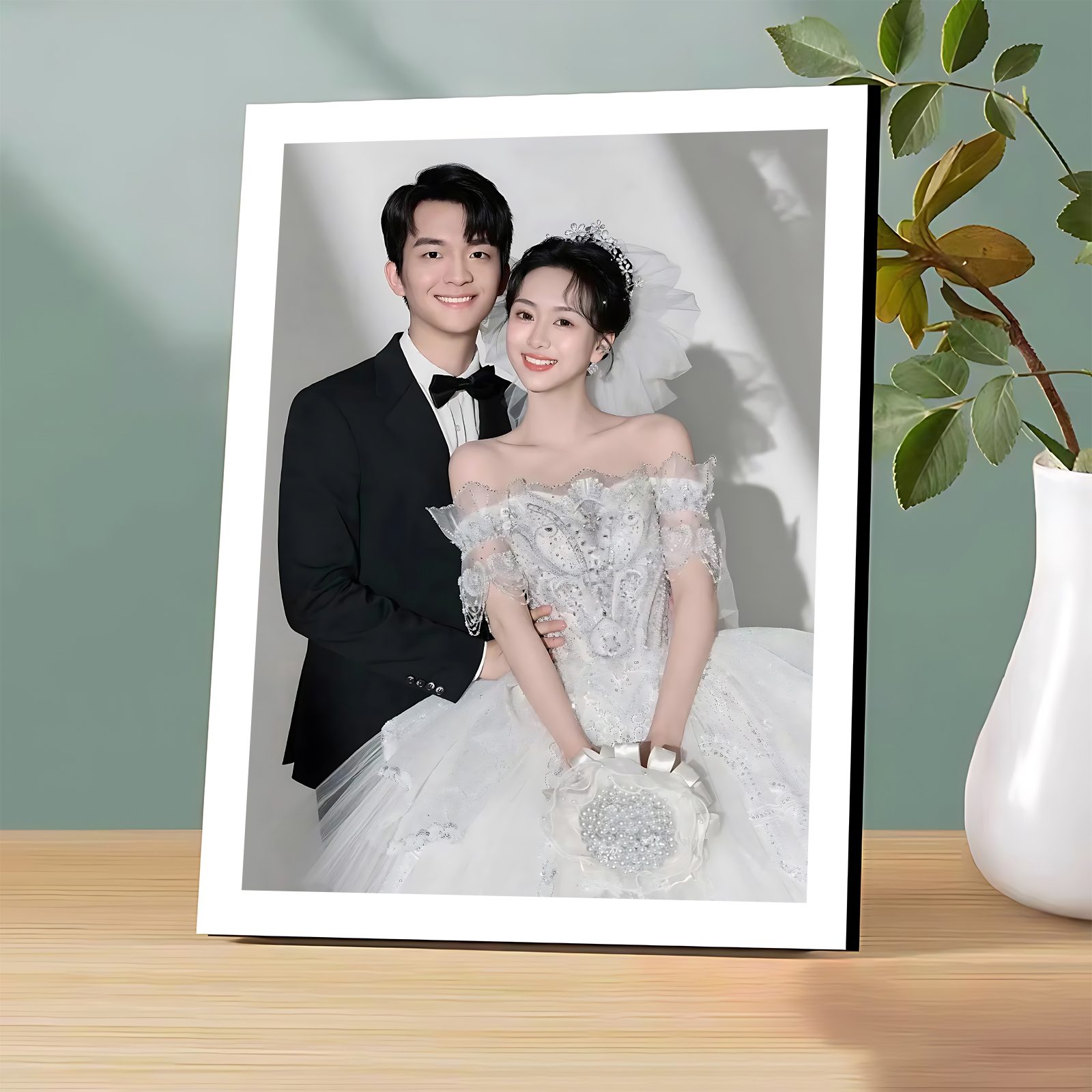 婚纱照相框摆台高级感照片定制结婚照全家福宝宝照创意多宫格桌摆 - 图0