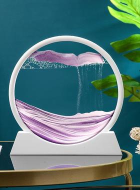 厂家圆流沙画玻璃工艺礼品创意家居装饰立体艺术文化沙漏摆件