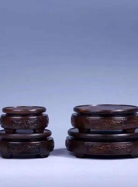 黑檀木圆形底座石头摆件木质底托厂家直供品质创意盆景底座