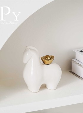 热销马上有钱酒柜陶瓷摆件客厅玄关电视柜装饰品办公室桌面生肖马