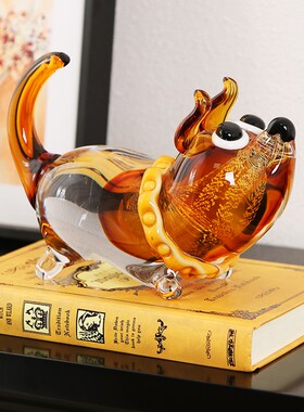 热销创意琉璃混彩招财萌狗酒柜电视柜家居装饰品摆设工艺品摆件客