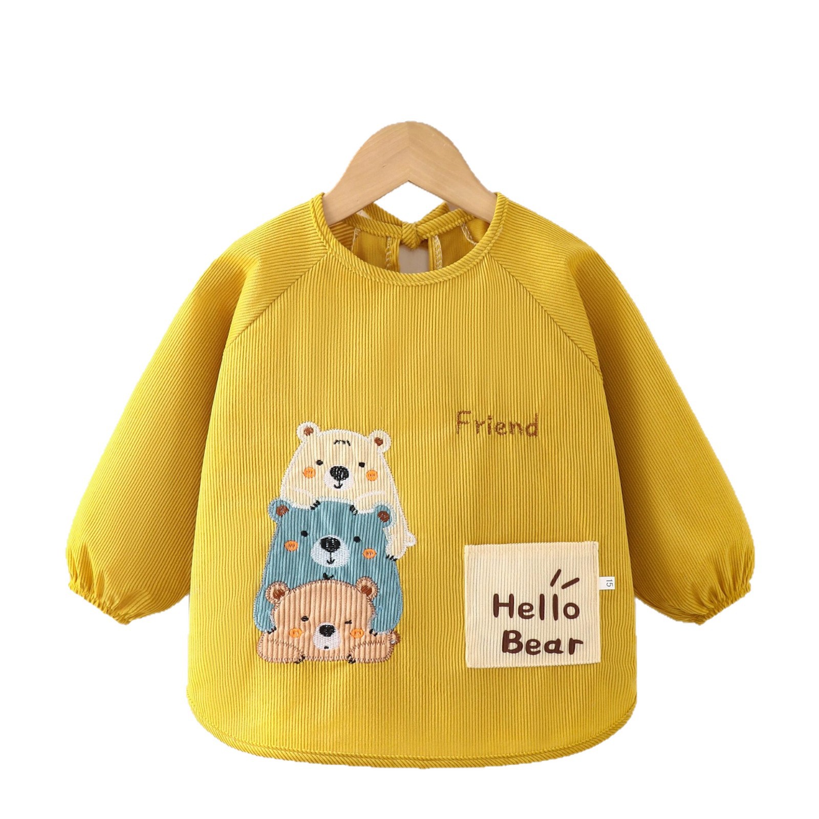 Autumn and winter baby coveralls, children's waterproof, anti-dirty reverse clothing, infant crystal velvet bibs, rice pockets, mother and baby aprons