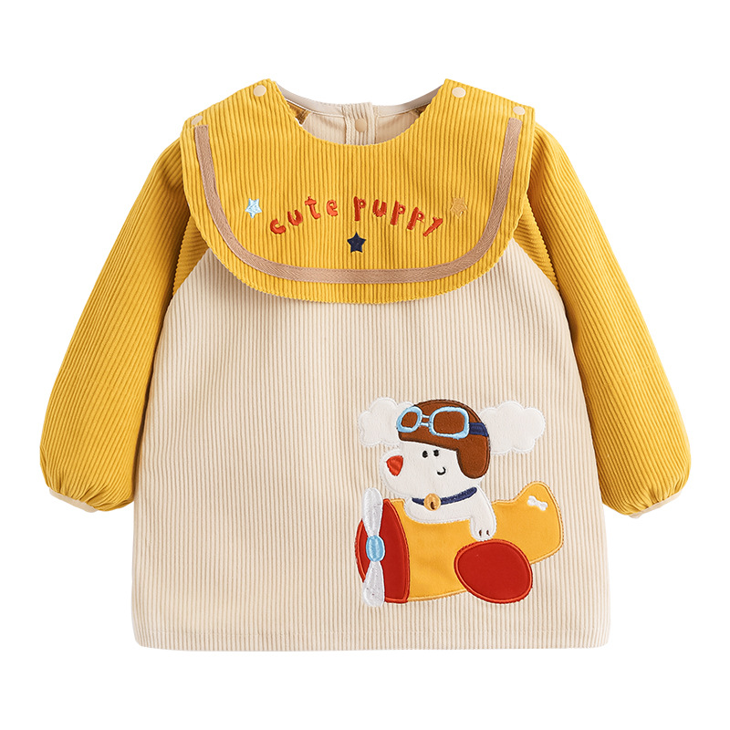 Axiheyue boys' long-sleeved waterproof smock infant baby eating bib boy outer wear anti-fouling protective clothing apron