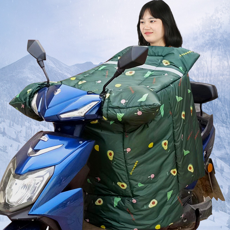 厂家冬季电动车挡风被加绒加厚防寒保暖电动车机车挡风罩 - 图1