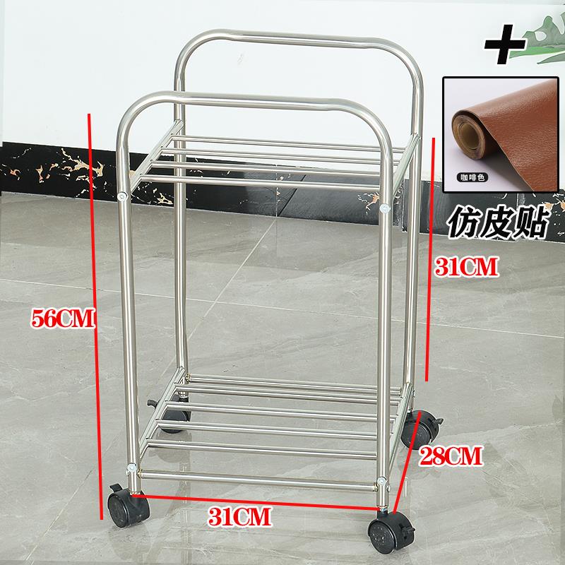 不锈钢置物架diy高颜值中古风实用小推车客厅卧室落地式2层置物架 - 图3