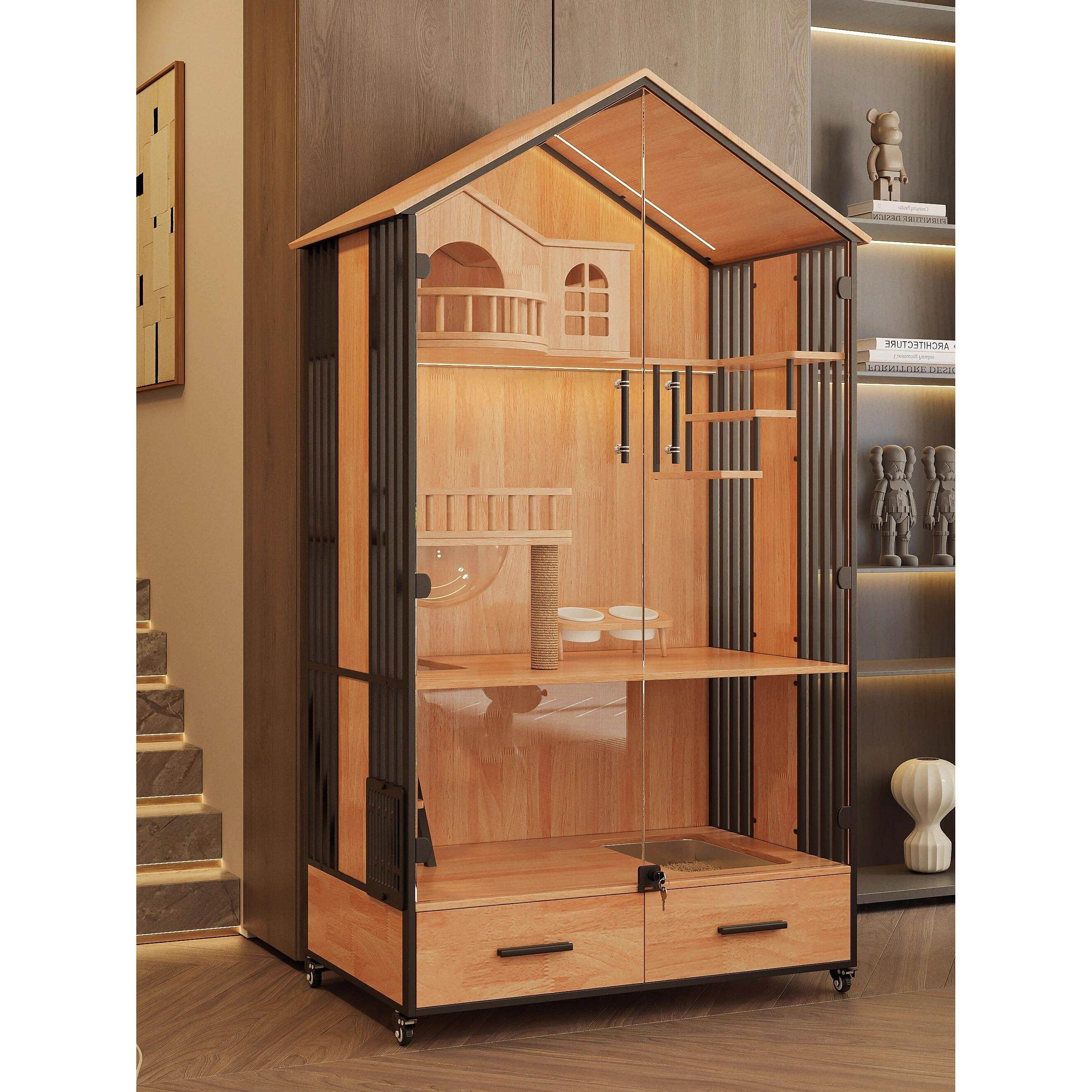 猫别墅实木猫笼子豪华家用室内猫窝猫屋带厕所一体不占地猫舍猫柜,淘宝优惠券,粉丝福利购,淘宝优惠卷