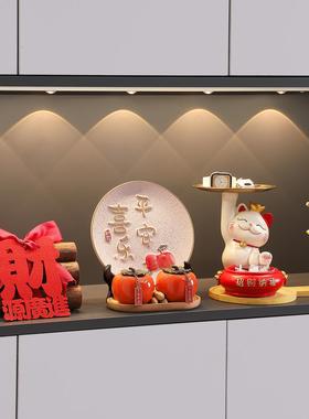 招财猫摆件入户玄关钥匙收纳客厅装饰品家居门口鞋柜乔迁新居礼品