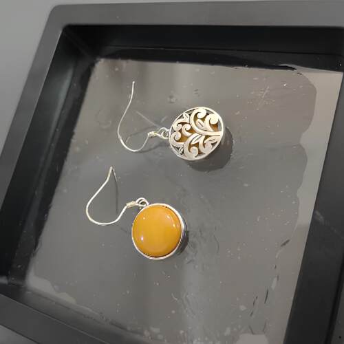 s925银做旧泰银蜜蜡如意葫芦流苏耳钩复古百搭民族风耳环 E26602 - 图1