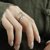 S925 silver square citrine peace and auspiciousness Huang Caicai stacked ring retro light luxury J11800