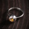 S925 silver round citrine ring for women, niche design, light luxury, medieval style, light luxury personality J13757