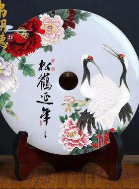 弗朗德祝寿贺寿送老人生日礼物寿字摆件松鹤延年玉石平安扣