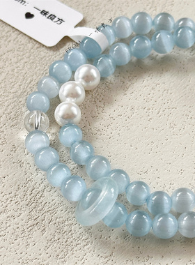 【云莳】一味良方原创清冷感手工猫眼石手链小众女生闺蜜手串饰品