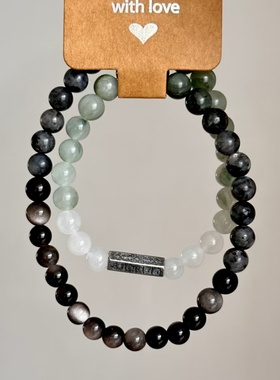 【冈仁波齐】原创设计小众手链时尚手工串珠老银黑玛瑙手串男女款