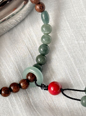 【相思引】原创翡翠金丝檀木手串新中式朱砂串珠国潮文玩串珠