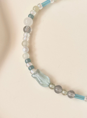 【这条小鱼在乎】原创设计小鱼捷克珠手链小清新灰月光石串珠手串