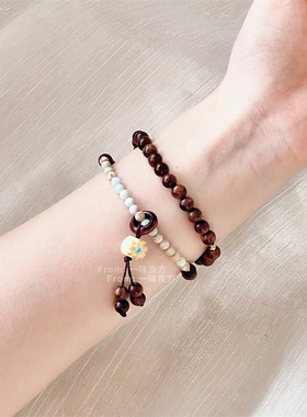 【月下北归】一味良方原创复古情侣木质手串百搭手工串珠手链
