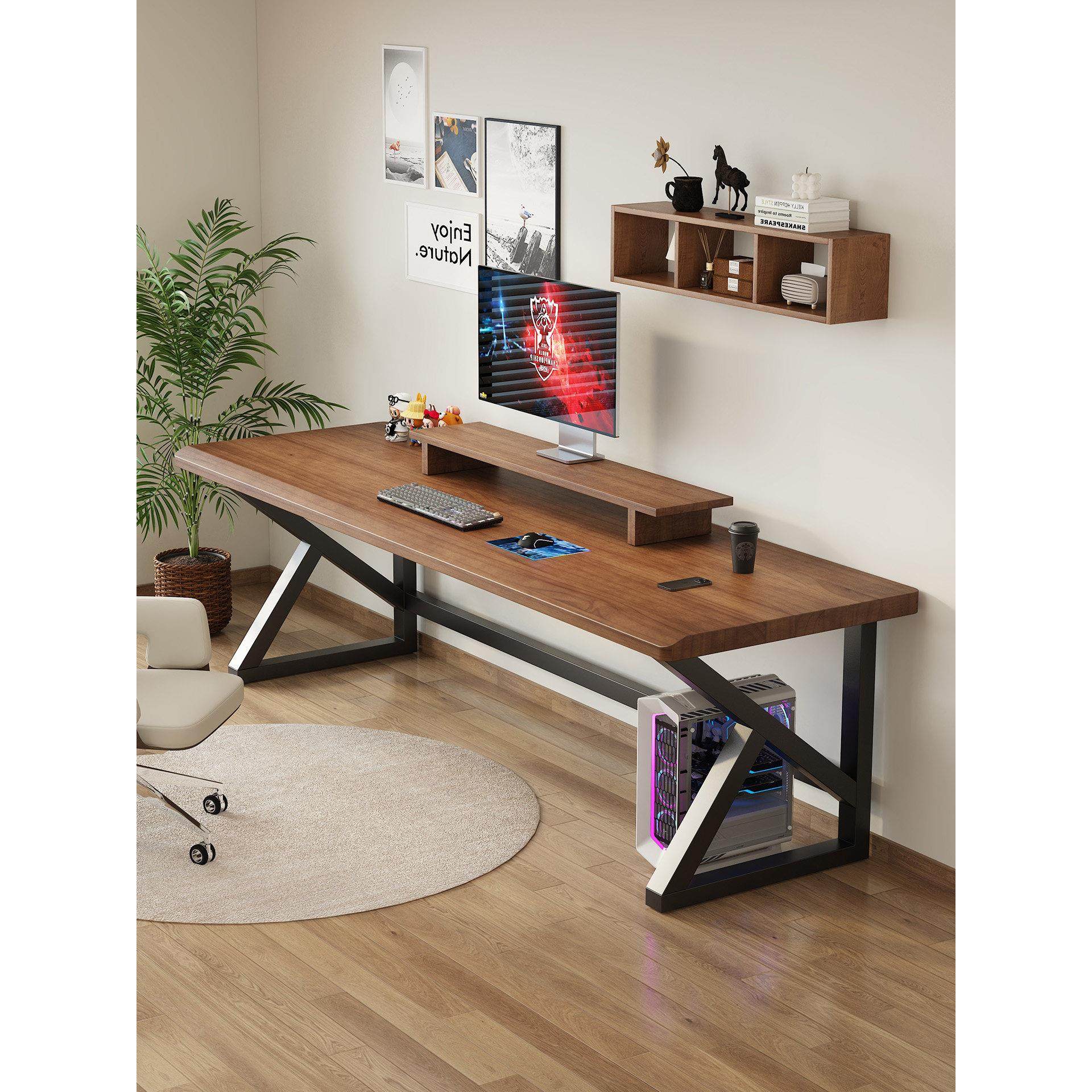 大板实木电脑桌台式卧室双人电竞桌家用长条书桌工作台书房学习桌,淘宝优惠券,粉丝福利购,淘宝优惠卷