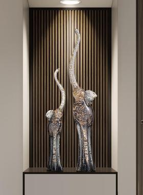 现代高级感艺术大象摆件客厅玄关壁龛电视柜橱窗创意抽象细长装饰