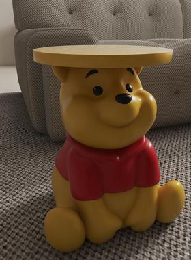 萌萌的维尼熊边桌，创意又好看的客厅，小型活动落地式床头柜，高