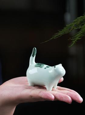 可爱动物小猫咪摆件陶瓷家居客厅桌面装饰摆设治愈系创意简约礼物
