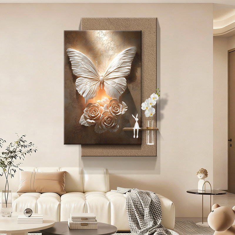 现代简约蝴蝶客厅氛围灯画装饰画沙发背景墙壁画高档入户玄关挂画,淘宝优惠券,粉丝福利购,淘宝优惠卷