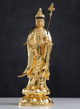 热销台湾纯铜贴金西方三圣神像阿弥陀佛像观音佛像供奉大势至菩萨