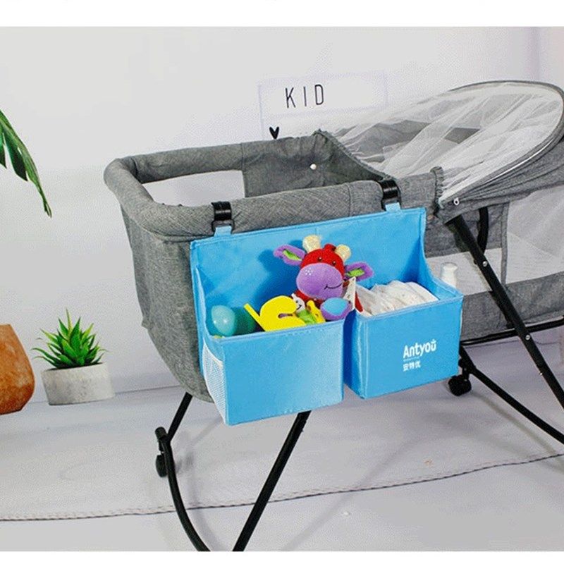 挂钩式挂袋适合闭合式婴儿床摇篮 双格立体挂袋 尿布袋 床头收纳,淘宝优惠券,粉丝福利购,淘宝优惠卷