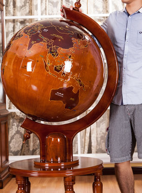 630MM总统实木地球仪家居客厅落地摆件大件地球仪办公室开业礼品