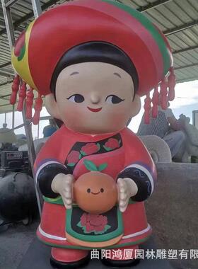玻璃钢卡通雕观塑IP形象物公仔红玻璃钢雕园林景商场美陈网动门店