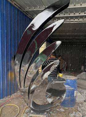 户外创象意镜面雕塑楼玻璃钢售处门口抽艺术玻璃钢雕塑品景观雕装