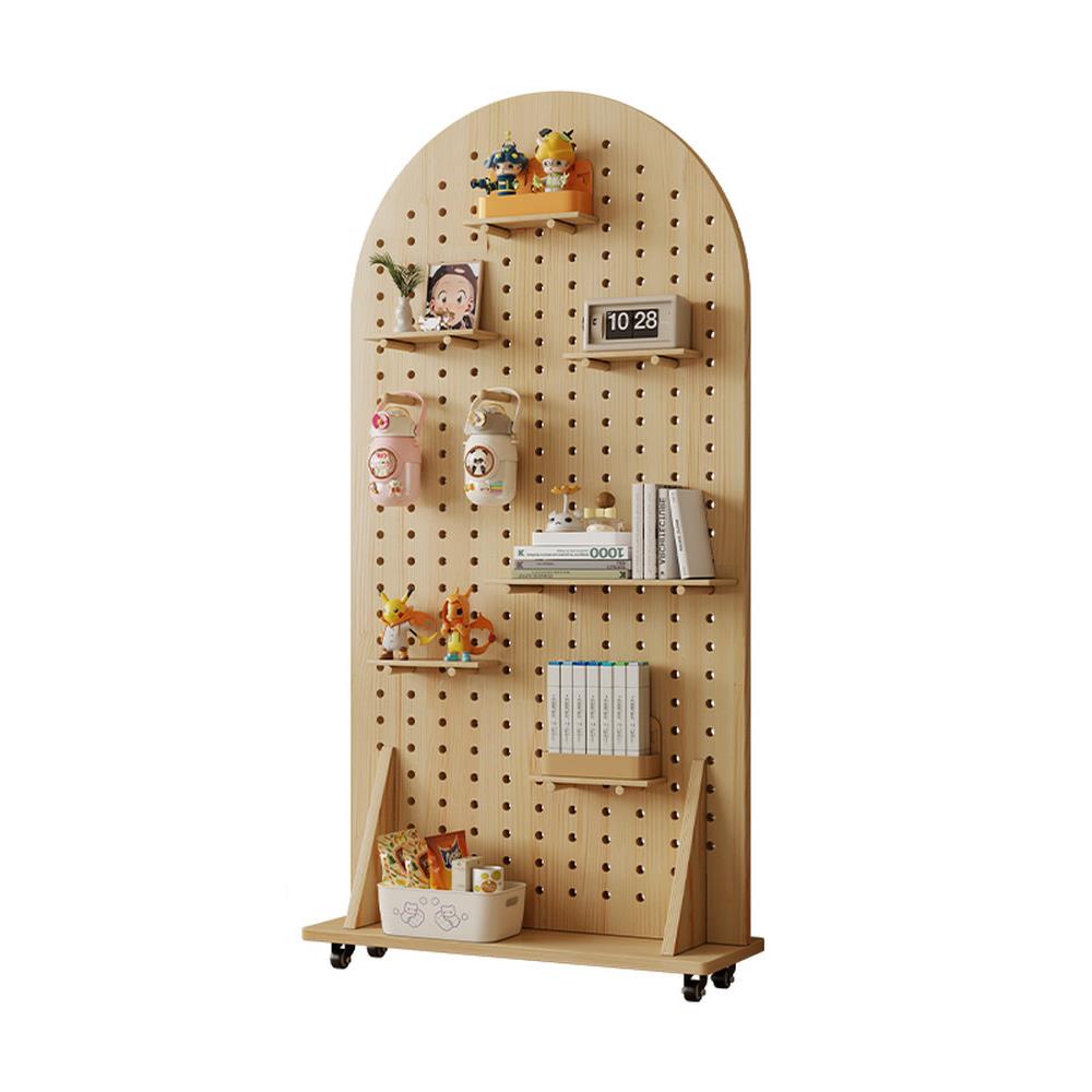 Wall-mounted movable pulley storage rack, customized yoga mat, fitness equipment storage and organization, vertical hole board floor-standing