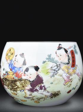 景德镇陶瓷器财源广进聚宝盆摆件家居新中式客厅饰品玄关风水鱼缸