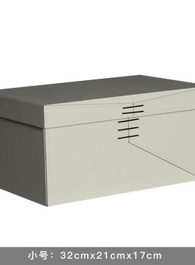 样板房衣帽间皮质绑绳收纳箱全屋定制衣柜收纳盒软装饰品摆件轻奢