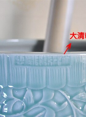 好货包邮景德镇陶瓷器鱼缸雕刻手绘影青釉卷轴缸箭筒书画缸花插伞