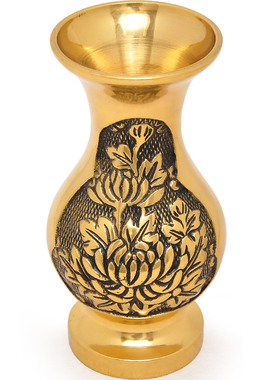 黄铜供佛花瓶莲花佛前花佛堂插花佛前供奉佛具用品