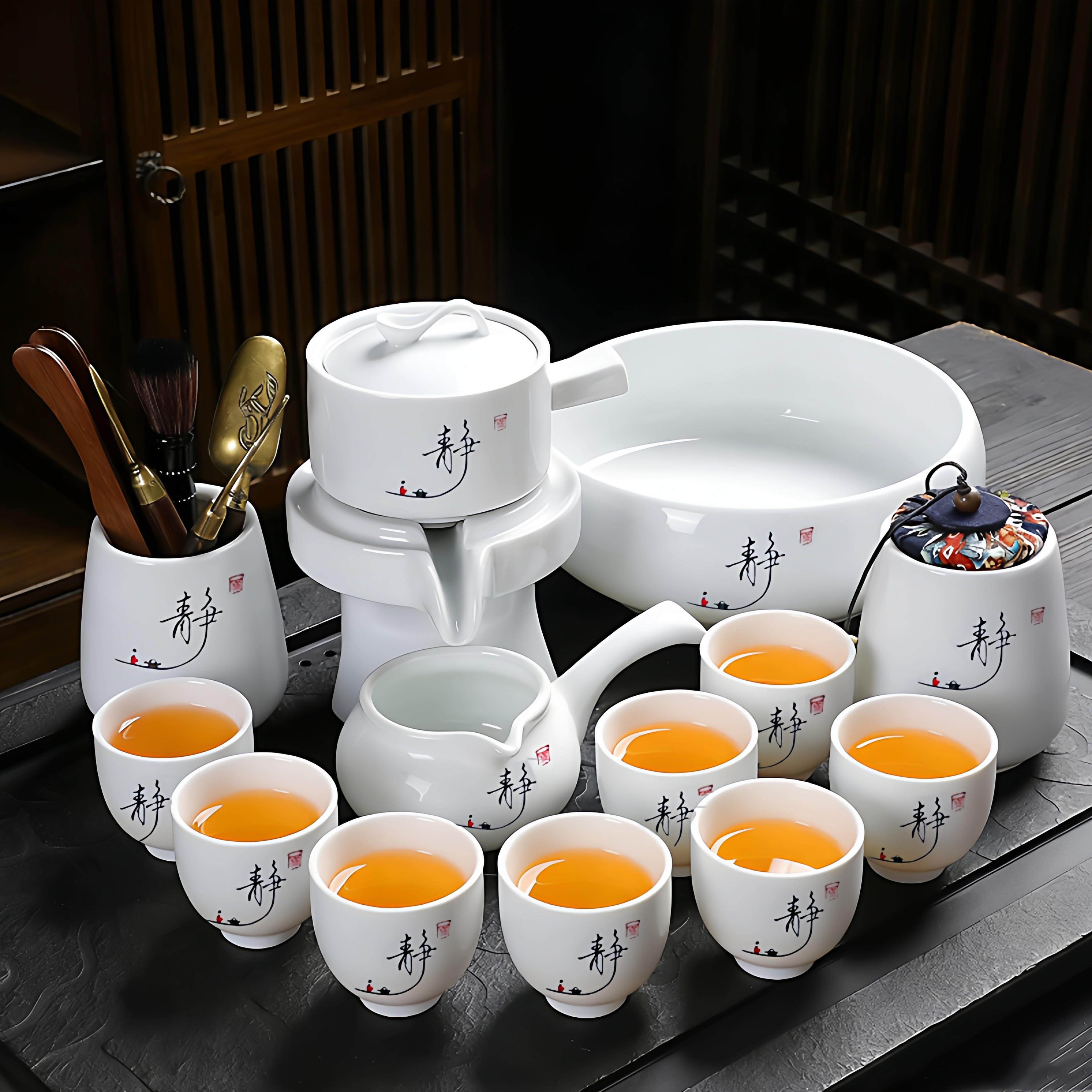 Lazy automatic tea set creative instant success teapot set household ceramic kung fu tea set teapot anti-scalding hands